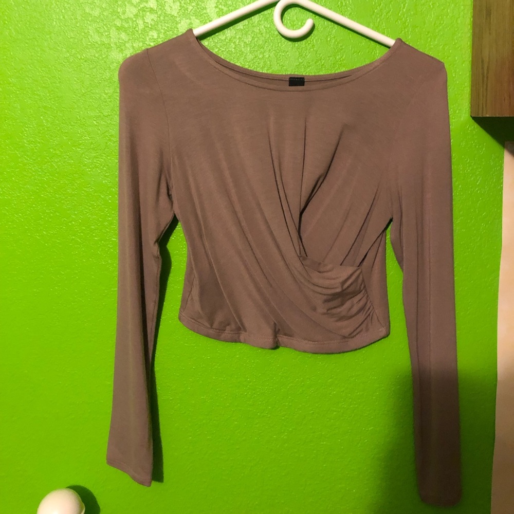 Wrap crop top long sleeve